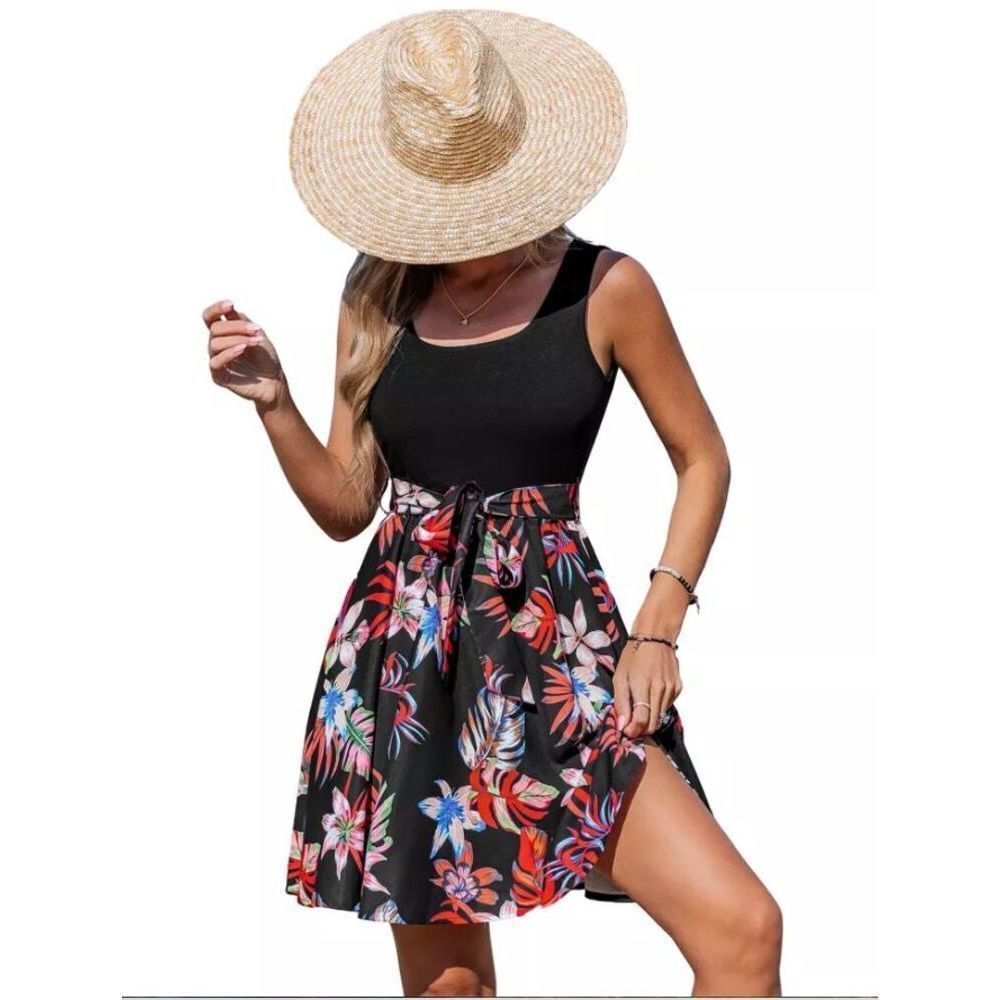 Cupshe Women's Tropical Floral Print Beach Dress with Slit